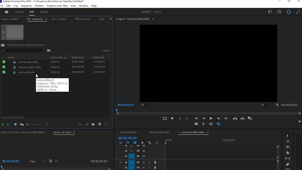 sequence creation panel - thiago alves videomaker