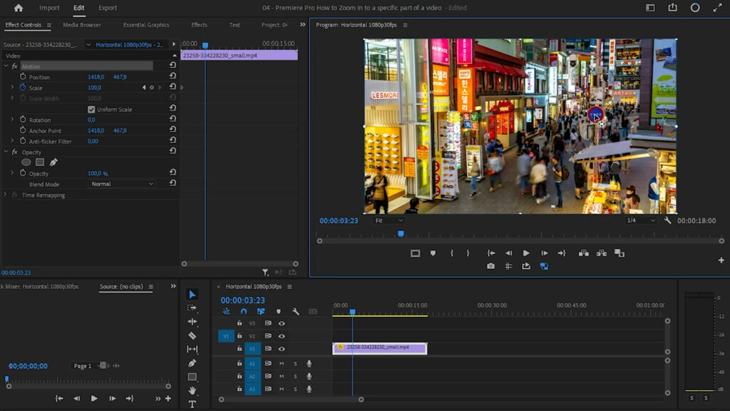 showing how to move the zoom focus in Premiere Pro - thiago alves videomaker