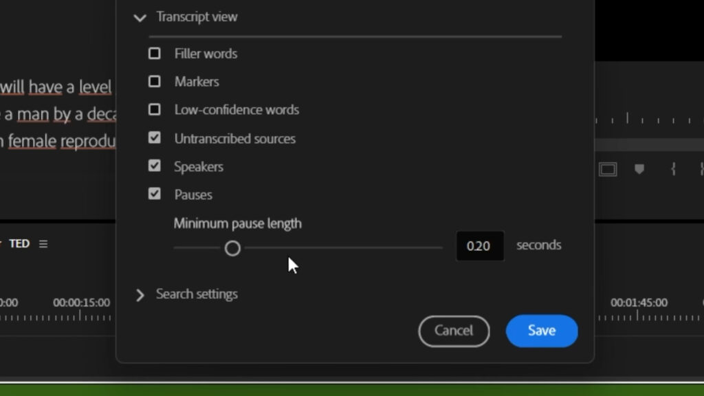 Remove Silences Premiere Pro: Set minimum pause time